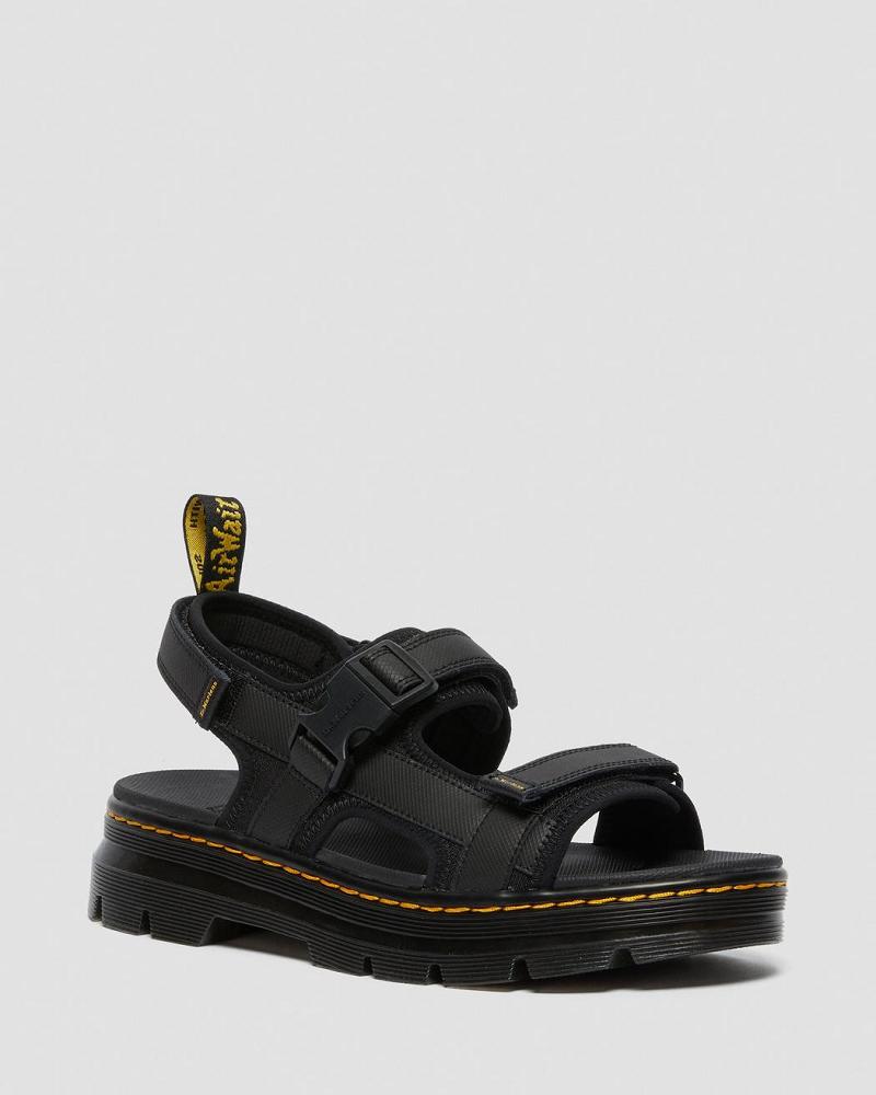 Dr Martens Forster Webbing Sandalen Met Riem Heren Zwart | NL 169MQZ